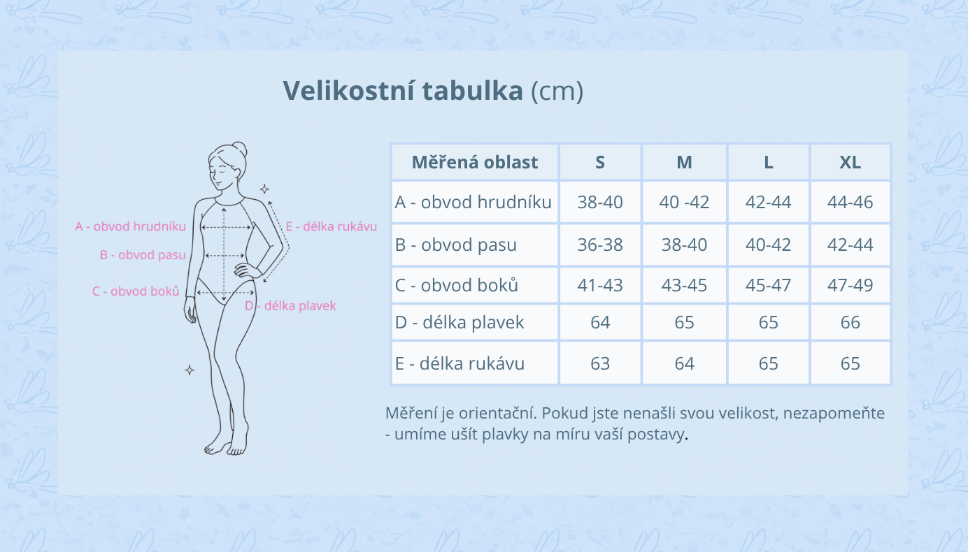 Velikostní tabulka - Dlouhý rukáv